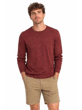 FAHERTY crewneck cotton cashmere sweater burnt orange LARGE pullover lightweight